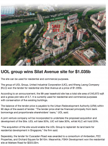 UOL Wins Silat Avenue Site